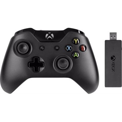 Microsoft Xbox One Wireless Controller (black) + Адаптер бездротового геймпада для Windows